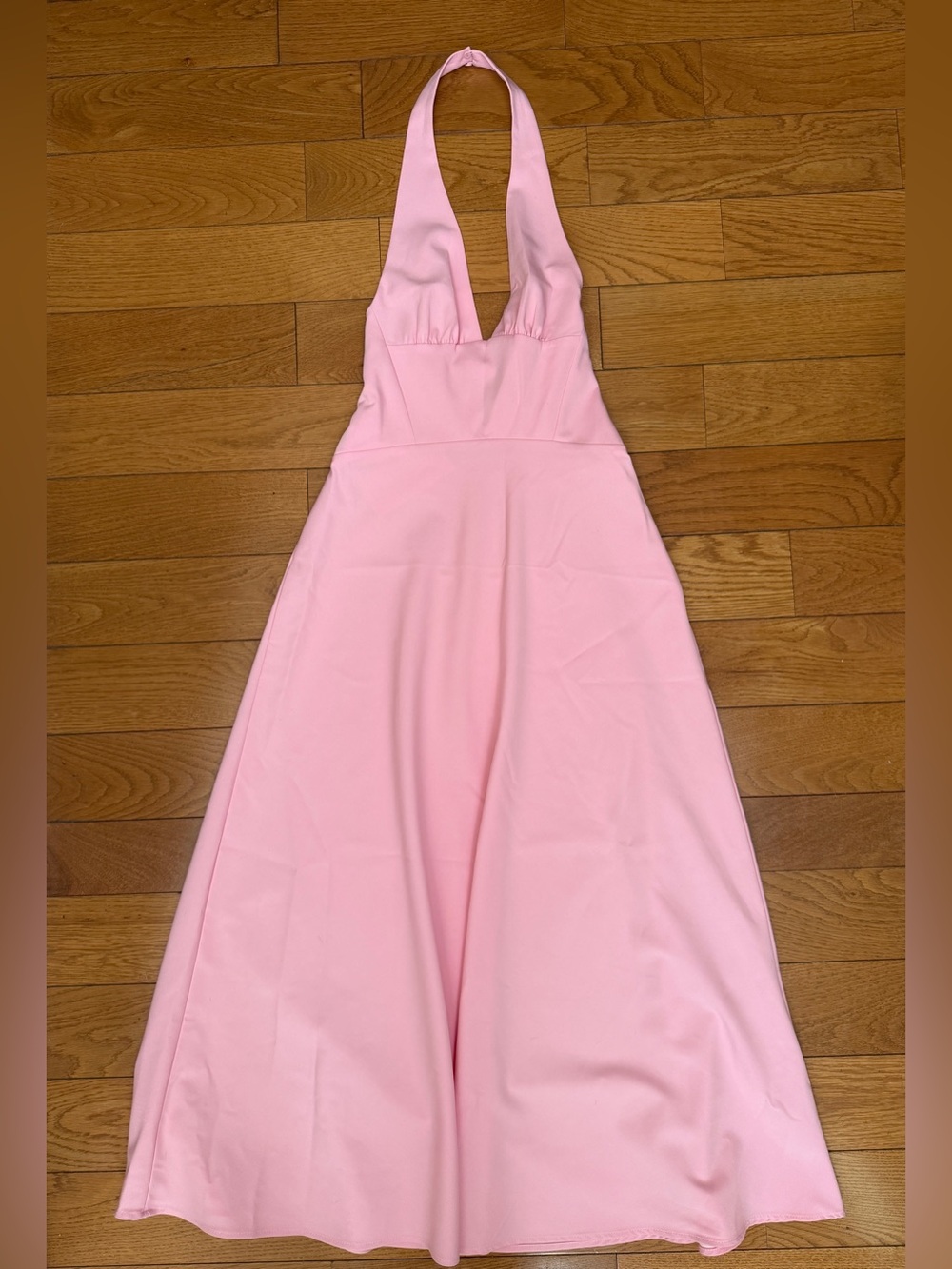 Zara Light Pink One-Shoulder Halter Maxi Dress